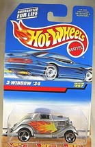 1997 Vintage Hot Wheels Mainline/Collector #257 3-WINDOW &#39;34 Silver w/Chrome 3Sp - £5.99 GBP