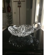 Vintage Crystal Cut Glass Candy Nut Dish with Finger Loop Handle - $38.47 CAD