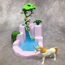 Playmobil Waterfall &amp; Unicorn- Lavender base Landscape- Fantasy- Read De... - £15.63 GBP