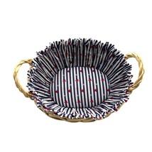 Patriotic American 4th of July Boho Wooven Wood Basket 10&quot; x 8&quot; Home Tab... - £13.53 GBP