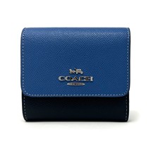 Coach Small Trifold Wallet Sky Blue Multi Leather CF446 New With Tags - £138.00 GBP