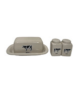 GiftCraft Moo Cow Farmhouse Ceramic Butter Dish with Lid and Salt Shakers - $16.82