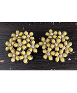 Vintage 1950s Yellow Daisy Sparkling Rhinestone Centers Clip On Earrings... - $9.95