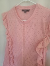Stunn&#39;d Women&#39;s / Ladies Knit and Lace Soft Pink Top Size M - $12.99