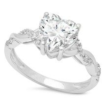 2.10CT Heart Bridal Halo Engagement Ring White Gold Plated LC Moissanite - £154.60 GBP