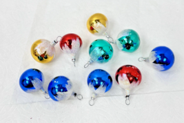 10 Older Colorful Mercury Glass w Mica Snow Christmas Ball Ornaments 1.5&quot; - $18.32