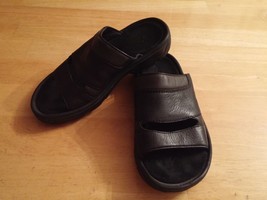 COLUMBIA OMNI-GRIP LADIES BLACK LEATHER SANDALS-6-GENTLY WORN-COMFY - £6.69 GBP