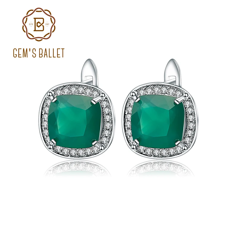 2.2ct Green Agate Clip Earrings 925 sterling silver Vintage For Women Fine Jewel - £44.48 GBP