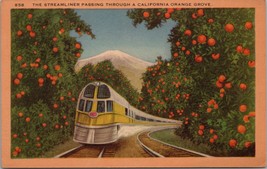 The Streamliner Passing Through A California Orange Grove Postcard PC386 - £3.73 GBP