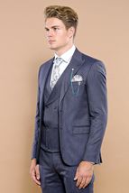 Men 3pc European Vested Suit WESSI by J.VALINTIN Extra Slim Fit JV17 Navy Blue image 7