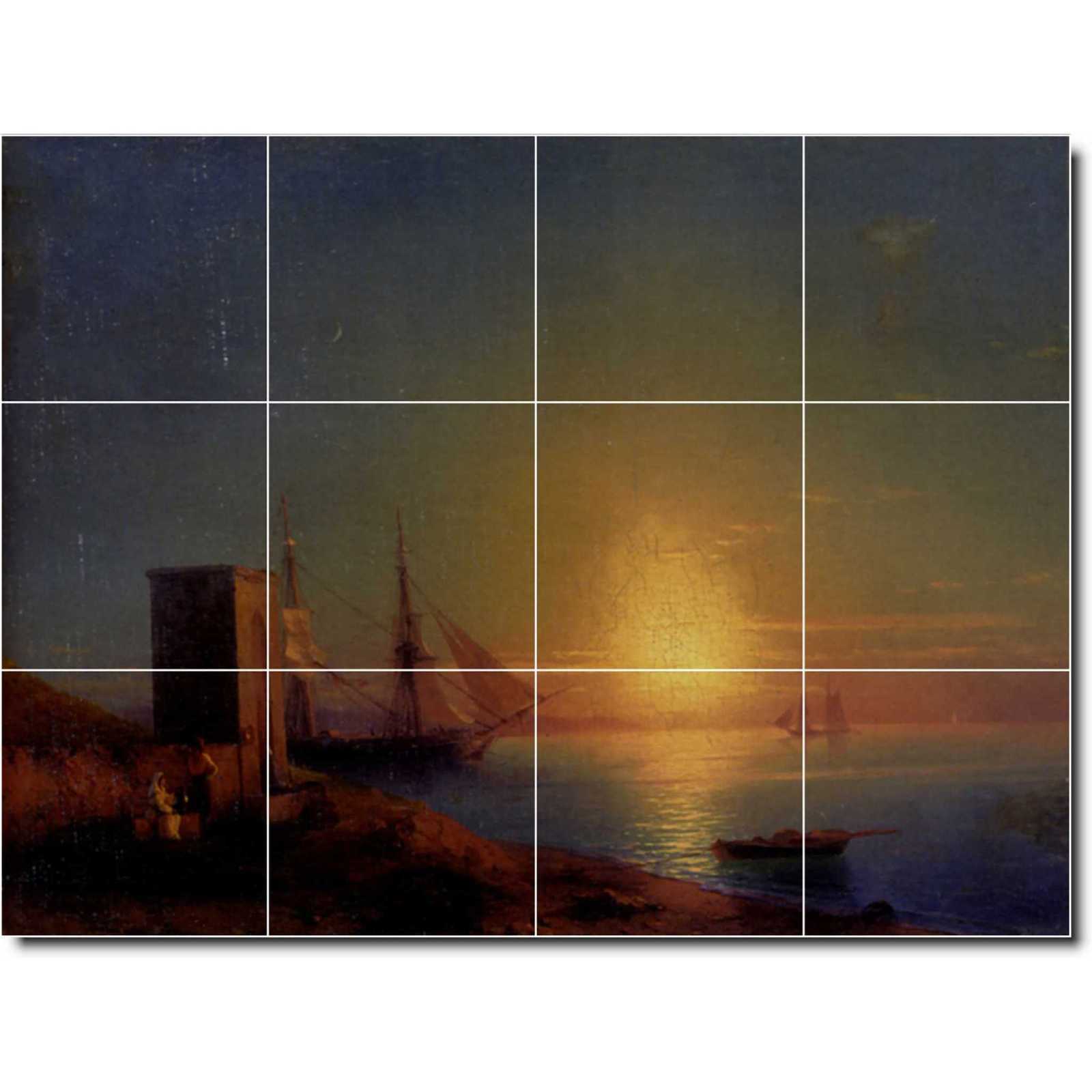 Aivazovsky ivan figures in a coastal landscape at sunset