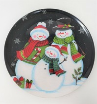 Nantucket Dist. 8&quot; Melamine Ware Holiday Plate - New - Snowman Family - £7.77 GBP