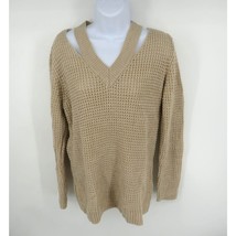 Hooked Up Juniors&#39; Cutout Collar Tan Sweater Small NWT $44 - $14.85