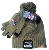 NEW ENGLAND PATRIOTS NFL Premium Men&#39;s Cuffed Knit Winter Hat &amp;Glove Set... - $29.69
