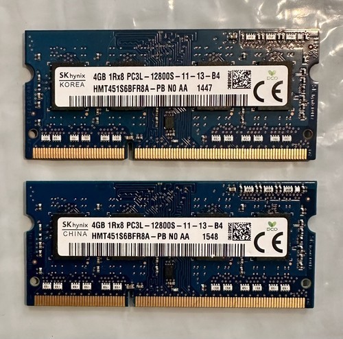 Lot Of 2 SK HYNIX  4GB 1Rx8 PC3L 12800S HMT451S6BFR8A-PB Laptop RAM Memory - $9.09