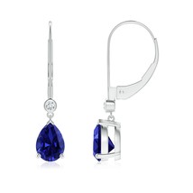 ANGARA Lab-Grown 2.3Ct Sapphire Leverback Drop Earrings with Diamond in 14K Gold - £698.49 GBP
