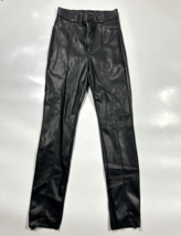 Zara Womens Black Leather Look Pants Pleather Slim Fit Zip Ankle Size Small - £24.86 GBP