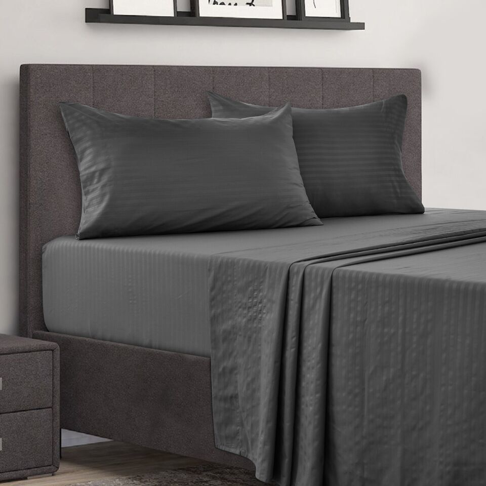 Primary image for Dark grey Microfiber Comfort 4 Piece Bed Sheet Set Deep Pocket 1800 Series Hotel