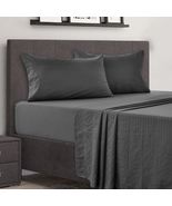 Dark grey Microfiber Comfort 4 Piece Bed Sheet Set Deep Pocket 1800 Seri... - £19.65 GBP+