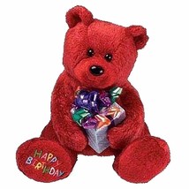 Happy Birthday the Shimmering Red Bear with Gift Ty Beanie Baby MWMT Retired - £10.24 GBP