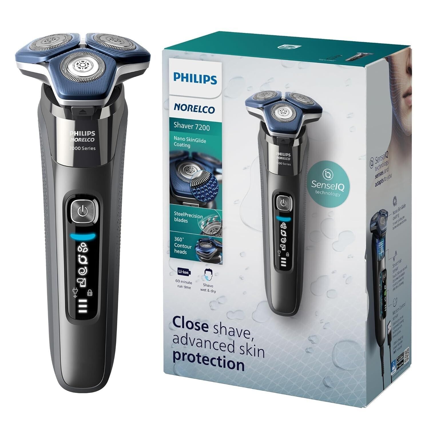 Open Box - Philips Norelco Shaver 7200, Rechargeable Wet & Dry Electric Shaver - $62.37