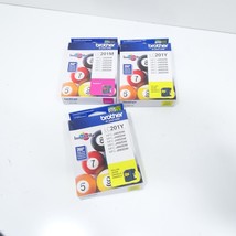 Lot Of 3 Brother LC201Y x2 LC201M x1  Standard Yield Yellow Ink Cartridges - £20.79 GBP