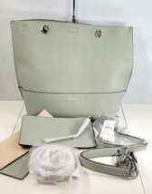 Calvin Klein Mint Green &amp; Tan Reversible Sonoma Tote Shoulder Hand Bag  ... - $137.06