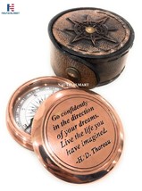 Thoreau&#39;s Go Confidently Engraved Compass Stamped Leather case, Camping Compass  - £30.81 GBP