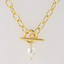 18k Gold Plated Necklace with Faux Pearl ! - £11.99 GBP