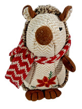 Dan Dee Holiday Hedgehog Plush Embroidered Poinsettia Scarf Weighted 9-i... - $24.97