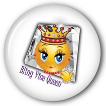 BLING VICE QUEEN SMILEY FACE W/ CROWN - RED HAT PURSE MIRROR W/ ORGANZA ... - £6.12 GBP