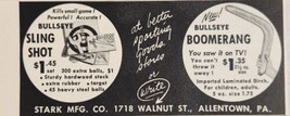1956 Magazine Ad Bullseye Slingshot &amp; Boomerang Seen on TV Stark Allentown,PA - £7.27 GBP