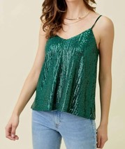 Mystree adjustable shoulder strap sequin cami in Green - size L - $34.65