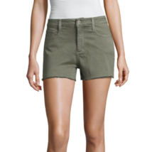 Arizona Women&#39;s Juniors 2 1/2&quot; High Rise Raw Edge Denim Shorts Size 5 Green - £13.99 GBP
