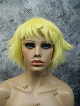 Yellow Feathered Cosplay Wig Edgy Layered Shag Comic Anime Pixie Fairy Xmas Elf - £10.94 GBP