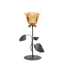 Single Amber Flower Tealight Candle Holder - £13.62 GBP