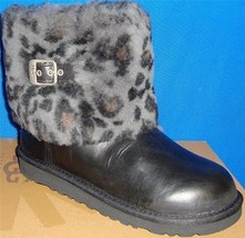 Ugg Australia Kids Ellee Black Leopard Cuff Boots Toddler Size Us 2 Nib 1003723 - $64.30