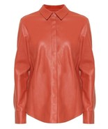 Shirt Women Soft Designer Leather Casual Stylish Red Genuine Handmade La... - $115.20+