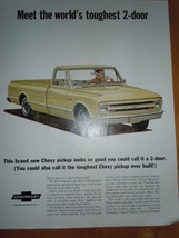 Chevy Pickup Truck World&#39;s Toughest 2-Door Print Magazine Ad 1967  - £5.49 GBP