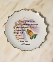 Serenity Prayer Decorative Plate  7&quot; Diameter Praying Hands Wall Hang Korea - $11.21