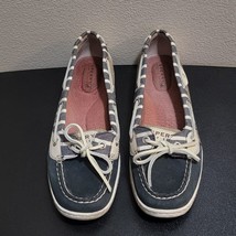 Sperry TOP-SIDER Women&#39;s Leather Fabric Slip On Boat Shoes Blue White Tan 7 M - $26.50