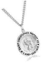Collection Men&#39;s Sterling Silver Round Saint Medal with - £134.76 GBP