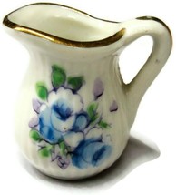 Vintage Miniature Porcelain Pitcher White Floral - £18.56 GBP