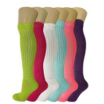 6 Pack Slouch Socks Cotton Colorful Heavy Knee High Scrunch Socks Size 9-11 - £25.87 GBP