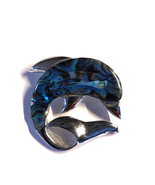 Silver Tone Jumping Dolphin Blue Abalone Sea Life Brooch Porpoise Nautic... - €6,88 EUR