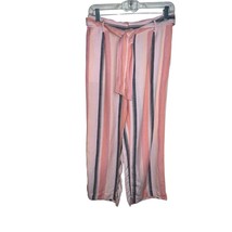 LOFT Linen Blend Striped Tie Waist Wide Leg Cropped Trousers Pants Small... - $384.88 MXN