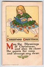 Glad Christmas Postcard Girl Reading Book Tuck Series 553 Artist Signed Vintage - £23.40 GBP