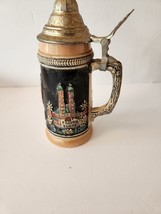 Ceramic Beer Stein with Pewter Lid - £26.37 GBP