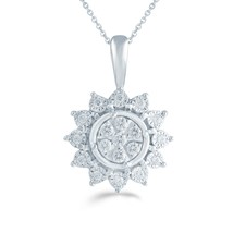 1/6ct tw Diamond Round Cluster Fashion Pendant in Sterling Silver with 1... - £31.96 GBP