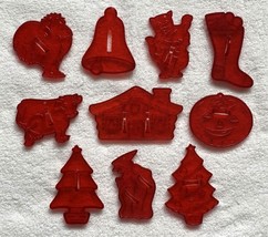 10 Vintage Plastic HRM Cookie Cutters Xmas Tree Cow Pumpkin Cat Witch Chicken - £31.61 GBP